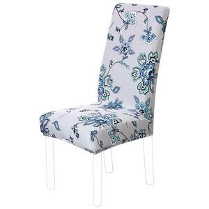 Dining Chair Cover Stretch Chair Protector Spandex Seat Cover Blue Flower